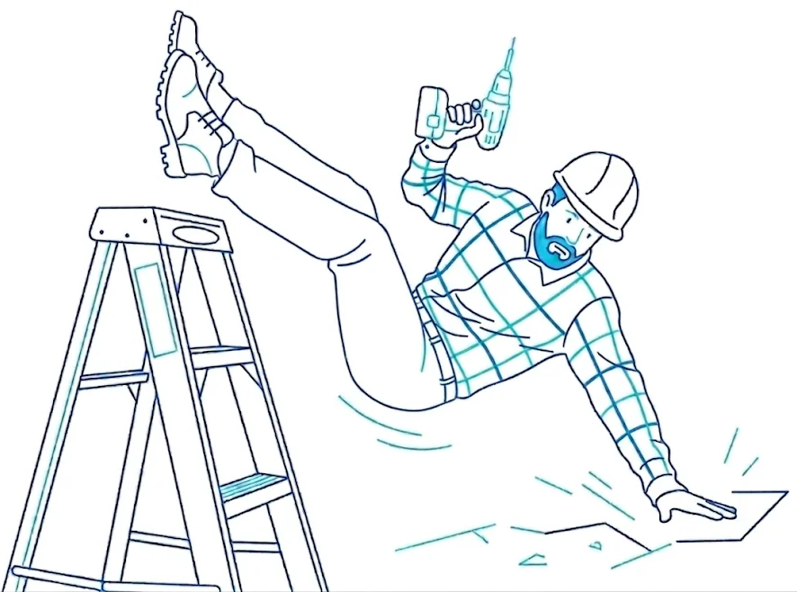 Ilustración: trabajador lesionado en accidente laboral